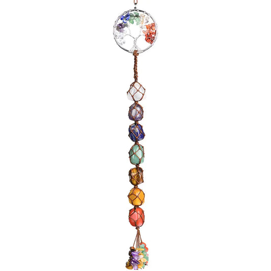 Handmade Gemstones Healing Feng Shui Crystals Window Car Decorations Hanging Ornament for Home Decor Party Decor(Tree-Silver Color)